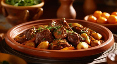 Épaule d'agneau marinée au cumin et paprika, piquée d'ail