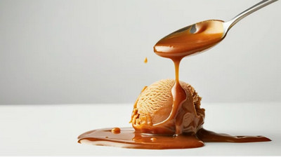Caramel McDo maison versé sur un dessert glacé