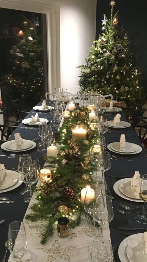 Centre de table chic aux couleurs vert et or