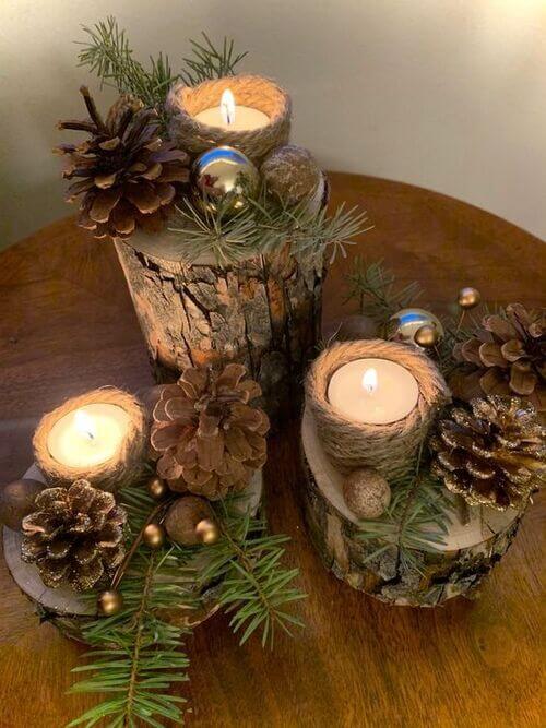 Centres de table rustiques pour Noel