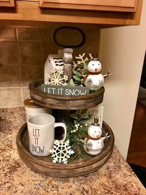 Plateau a etages de style antique pour Noel