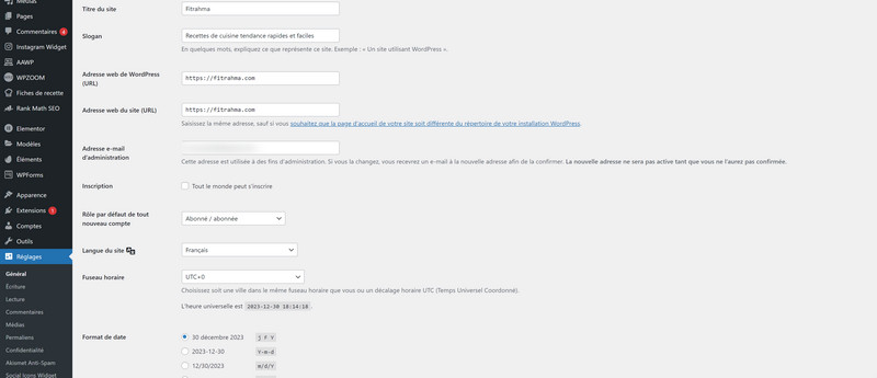 reglages basiques wordpress