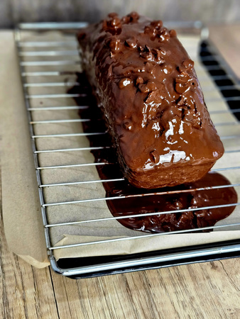cake marbré glaçage chocolat noir
