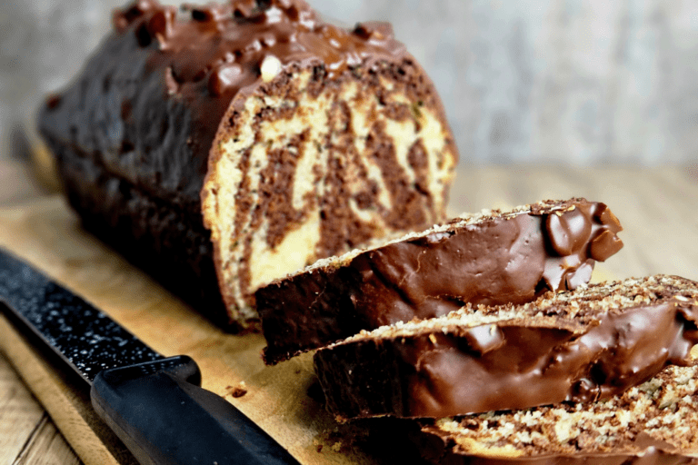 cake marbre glacage chocolat noir