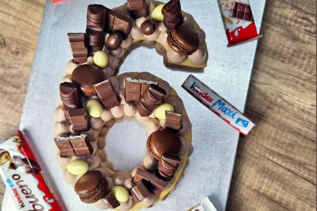 Number cake Kinder Bueno Nutella : pâte sablée et chantilly mascarpone