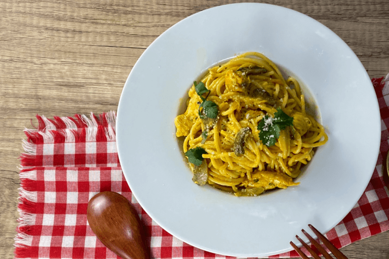 spaghettis poulet champignons