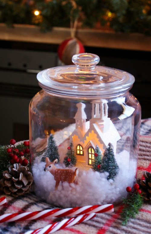 idees de centres de noel diy avec bocal en verre 11