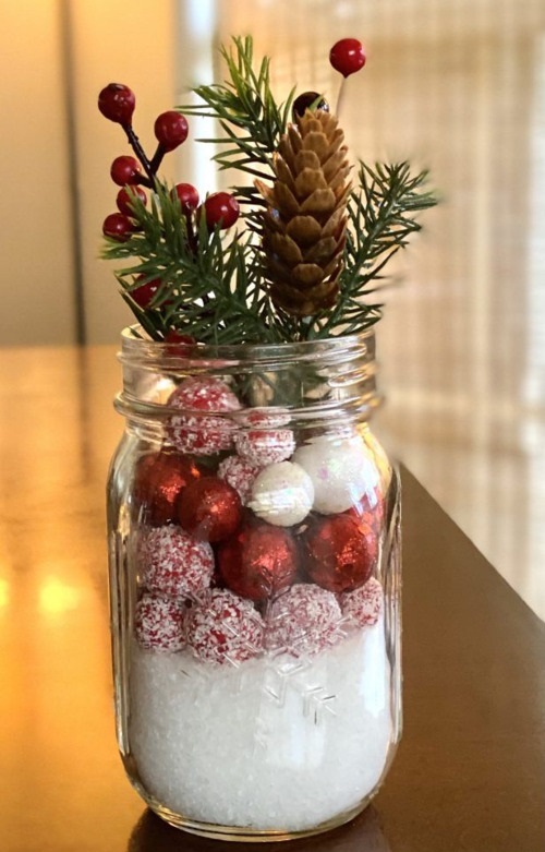 idees de centres de noel diy avec bocal en verre 3