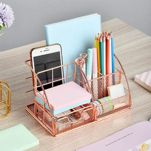 accessoires de bureau or rose 3