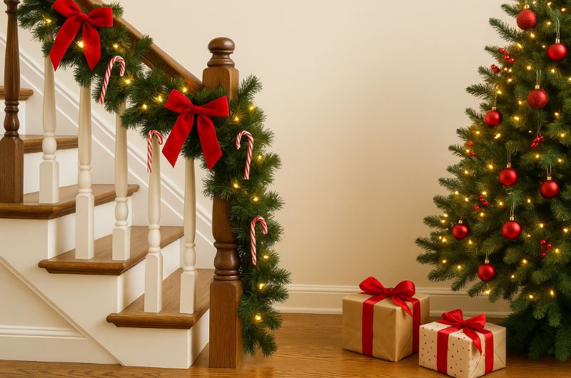 Décoration d’escalier de Noël pour une ambiance féerique : 10 idées épatantes