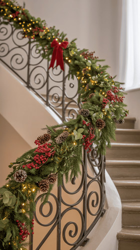 decoration descalier de noel