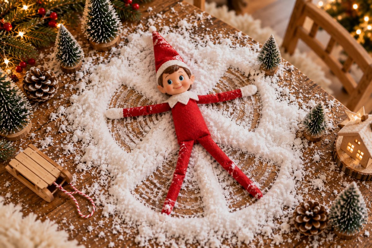 Lutin farceur dans la fausse neige