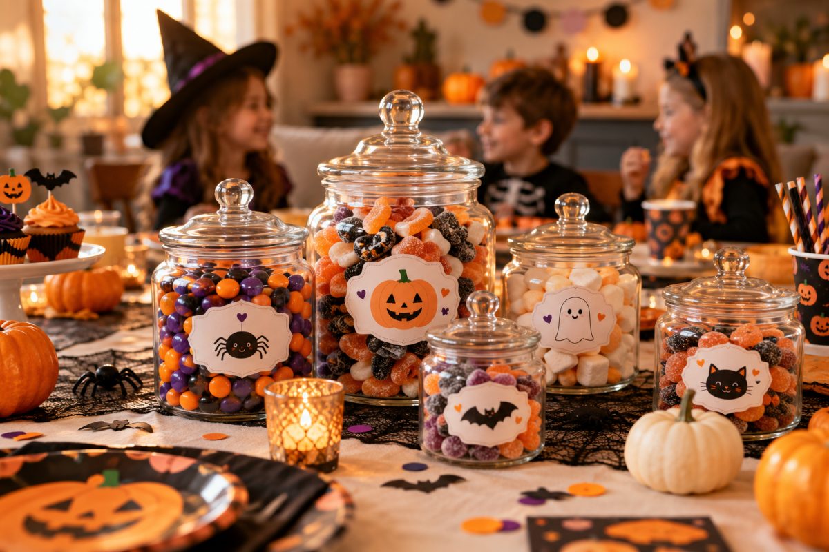 Les bocaux de bonbons d'Halloween