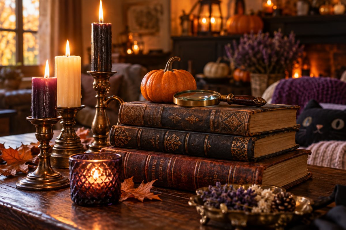 Les vieux livres et bougies