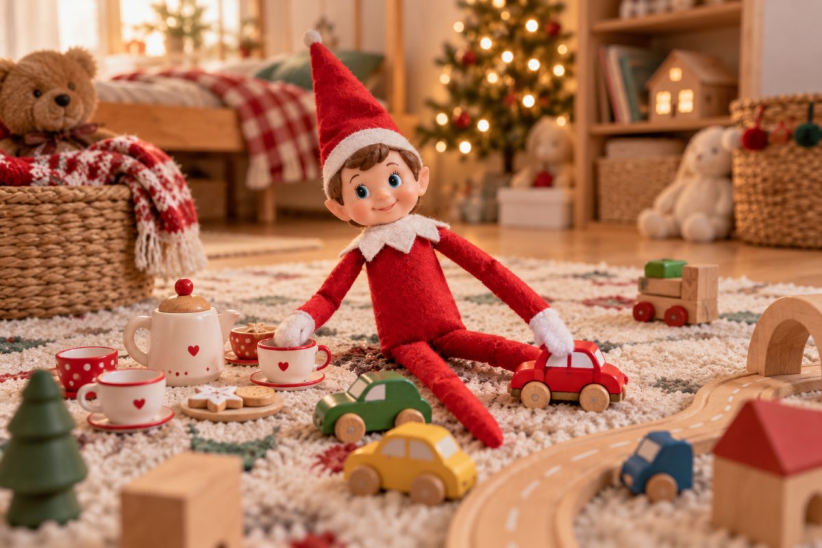 Lutin farceur avec les jouets de la maison
