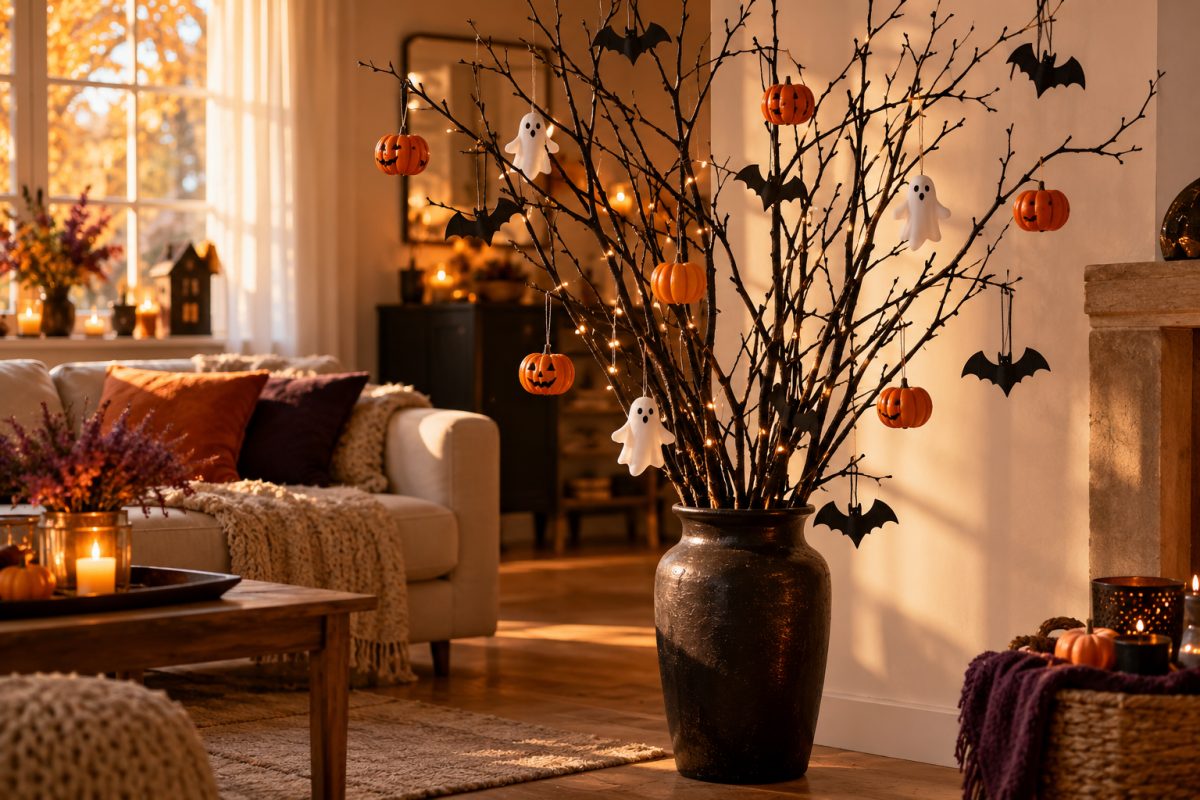 Un sapin d'Halloween en branches noires