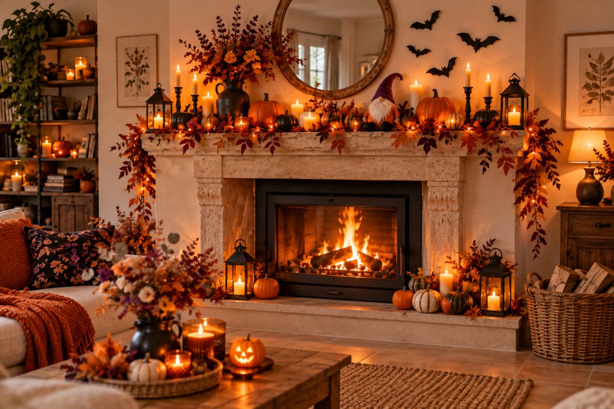 Une cheminée d'Halloween spectaculaire