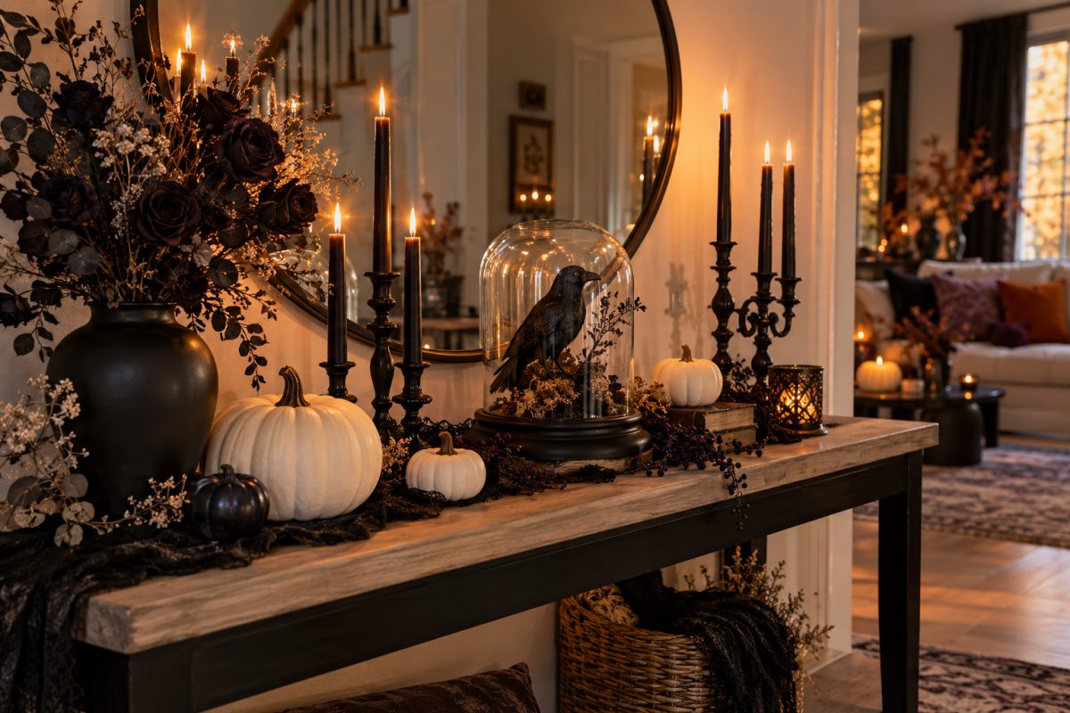 Une déco Halloween chic en noir et blanc