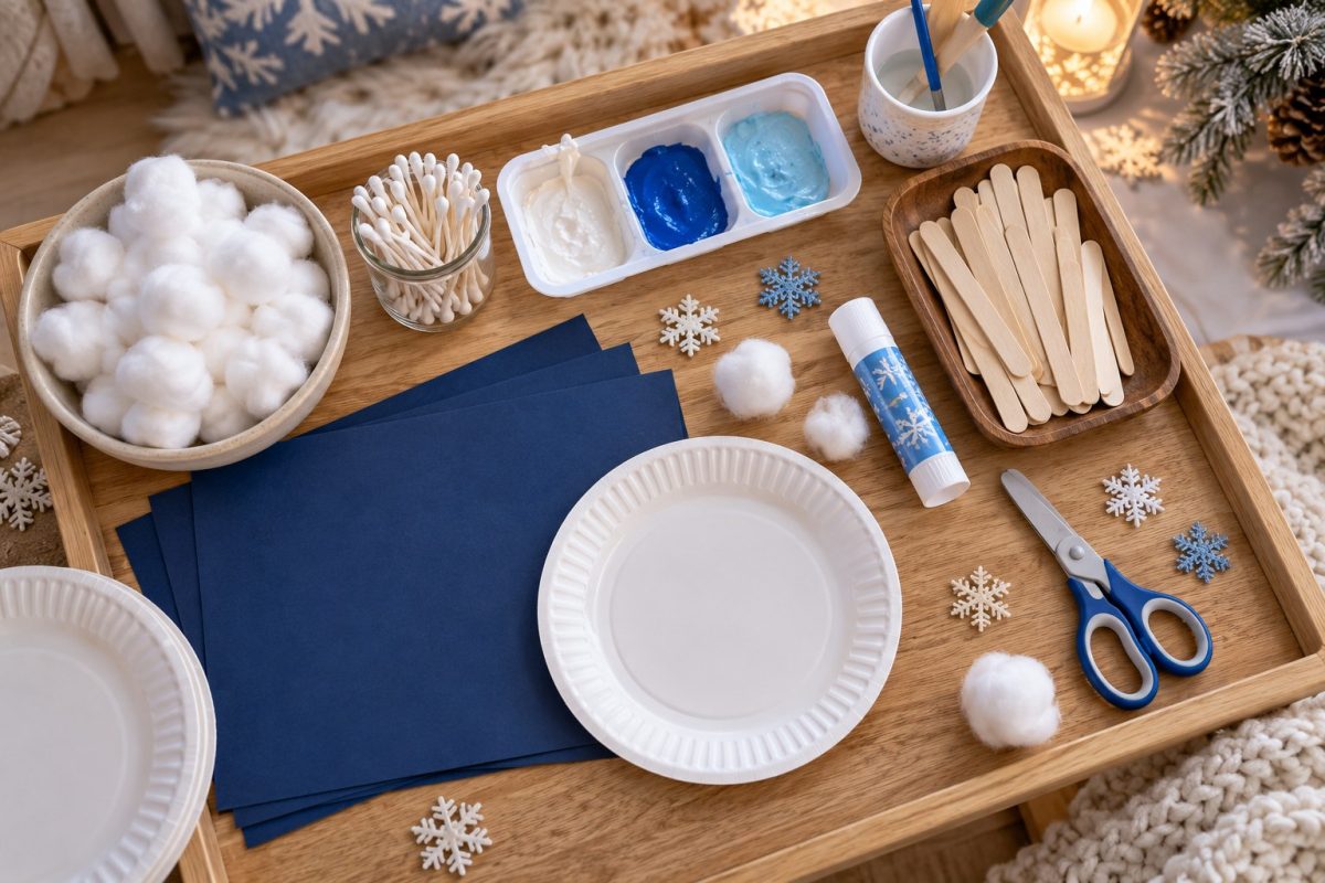 Matériel simple pour les bricolages d'hiver des enfants de maternelle