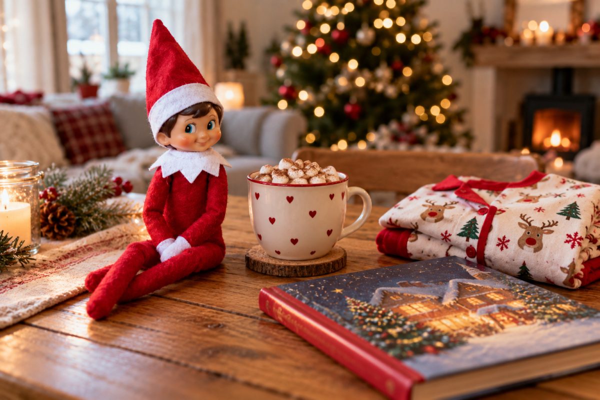 Arrivée du lutin farceur avec un chocolat chaud