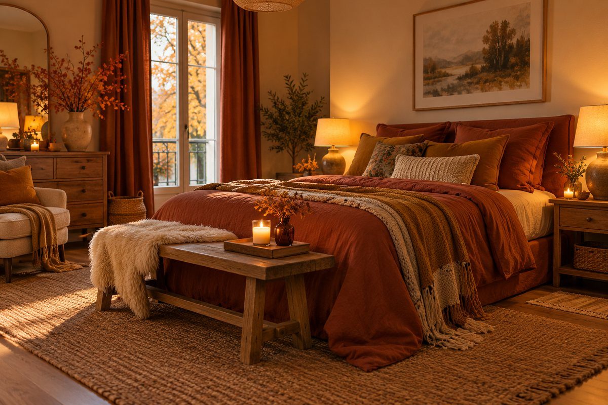 Chambre d'automne cosy et apaisante
