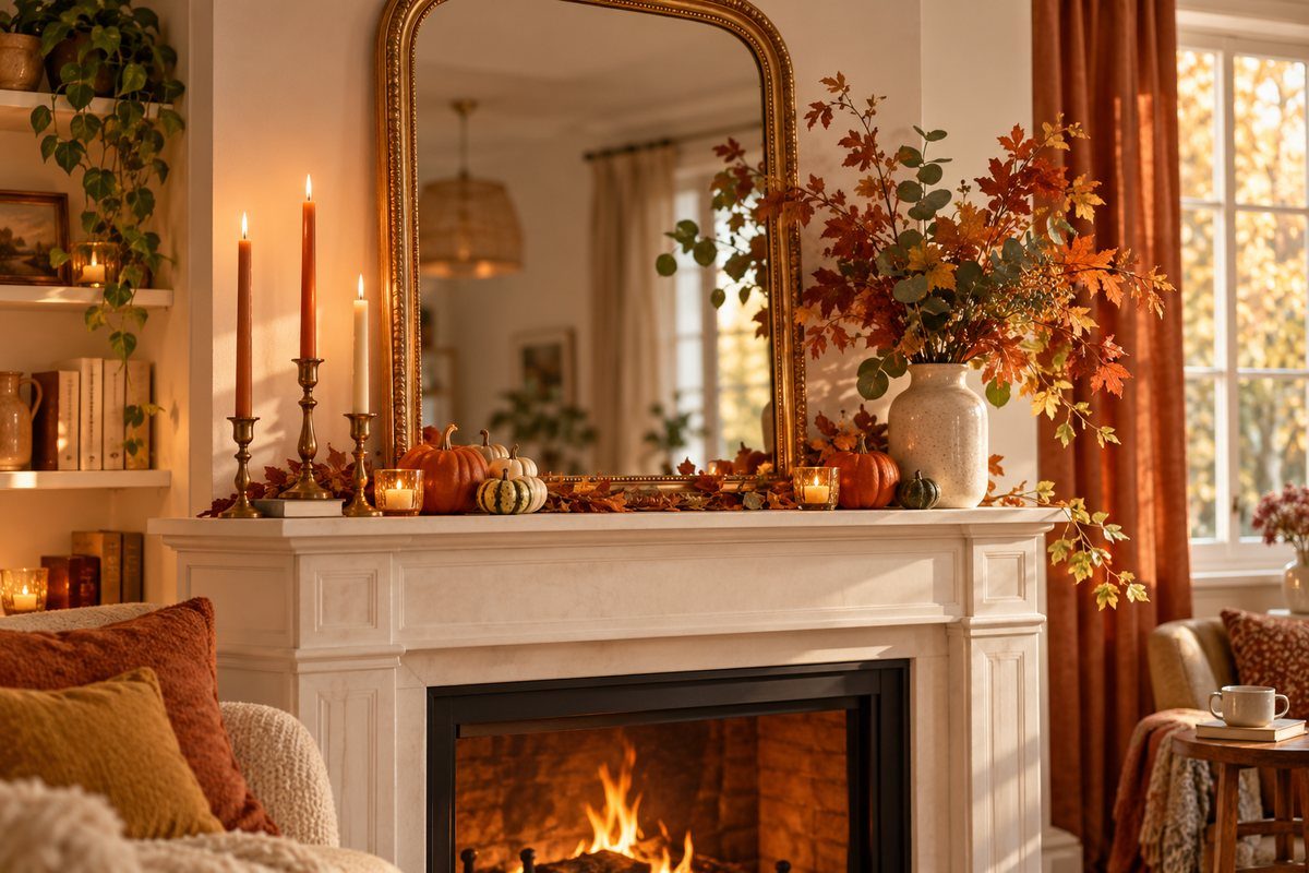Composer une déco de cheminée d'automne