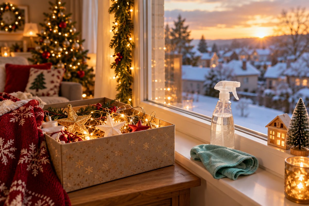 Nettoyer la vitre après la déco de Noël