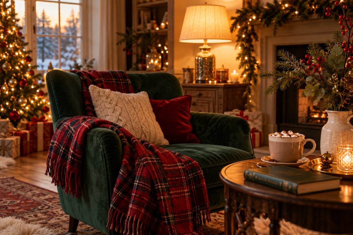 Ambiance déco de Noël tartan chic