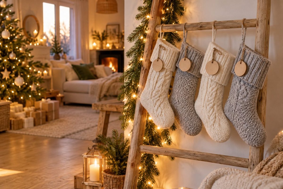 Des chaussettes de Noël en tricot