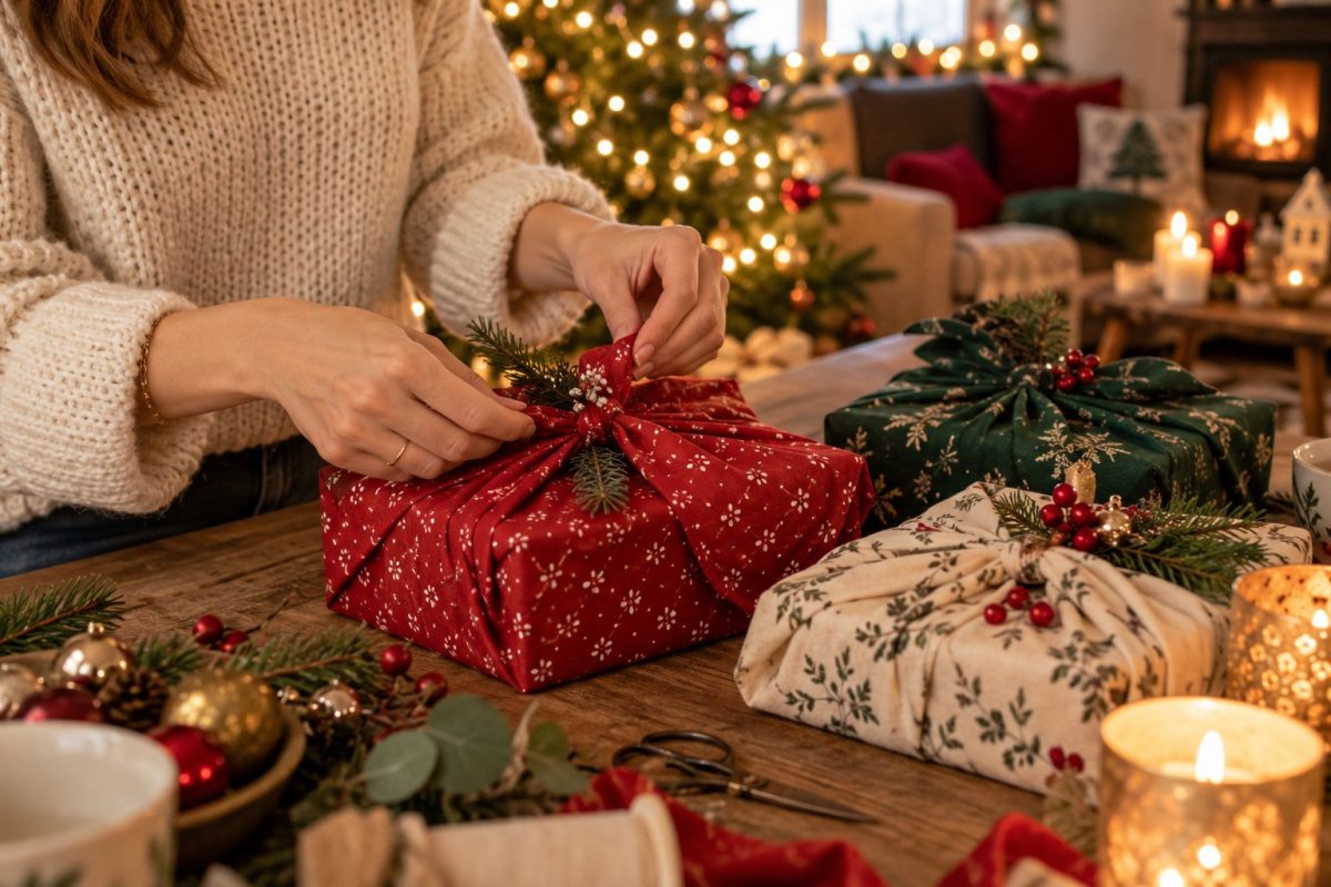 Emballer les cadeaux dans du tissu