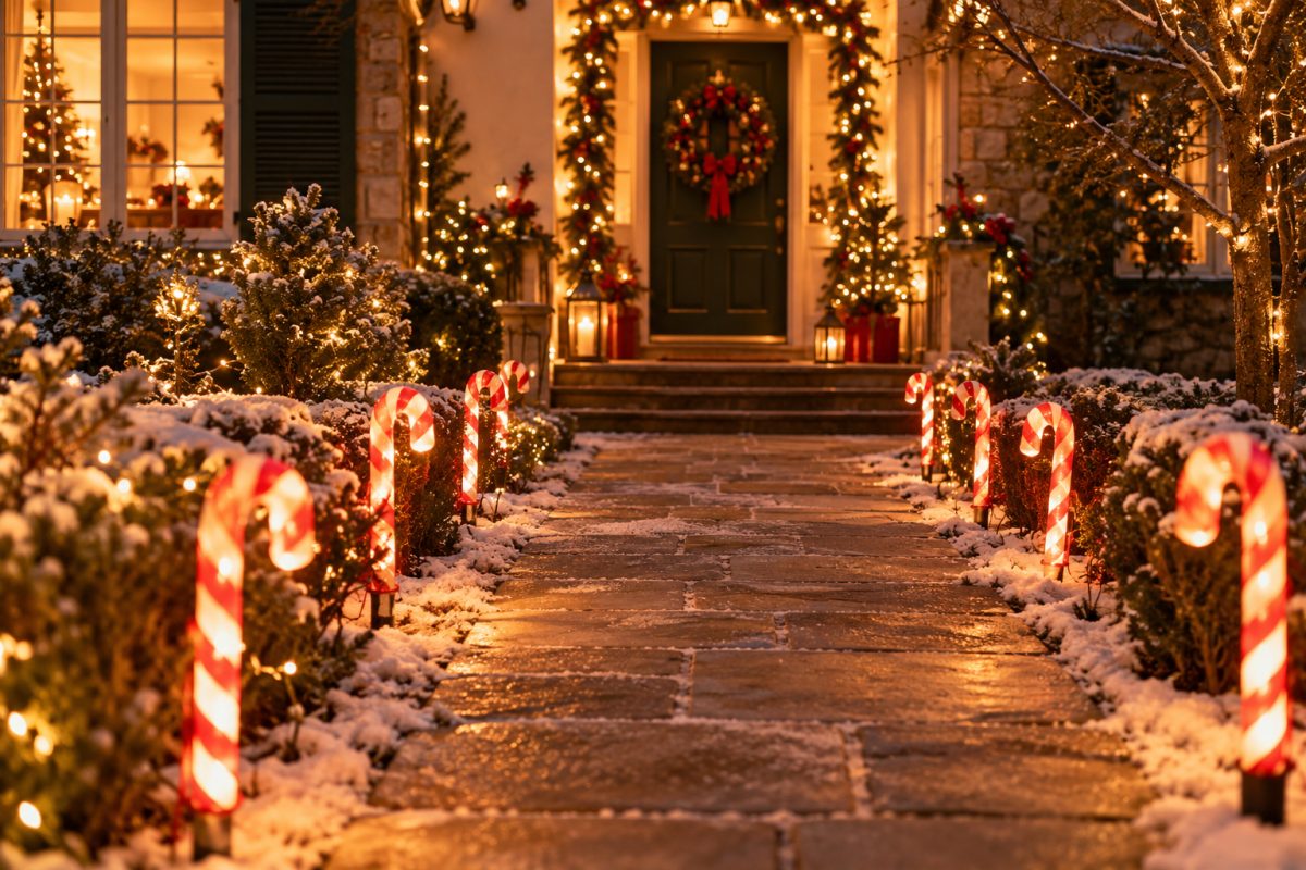 L'allée balisée de piquets lumineux