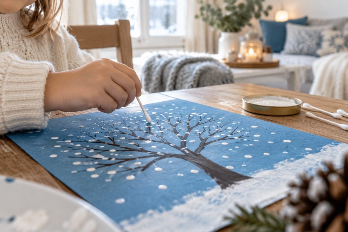L'arbre sous la neige au coton-tige