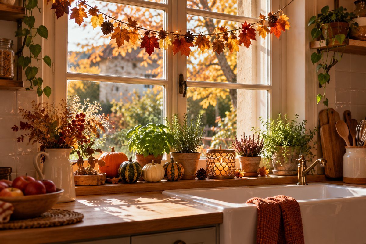 La fenêtre de la cuisine décorée