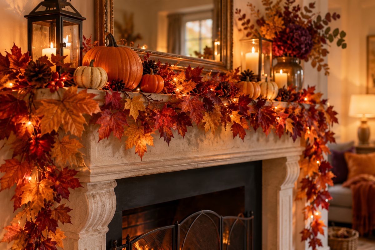 La guirlande de feuilles d'automne