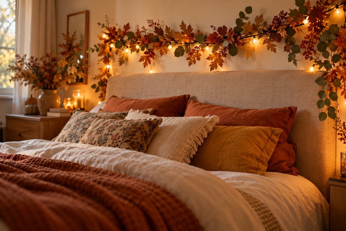 La guirlande lumineuse au-dessus du lit