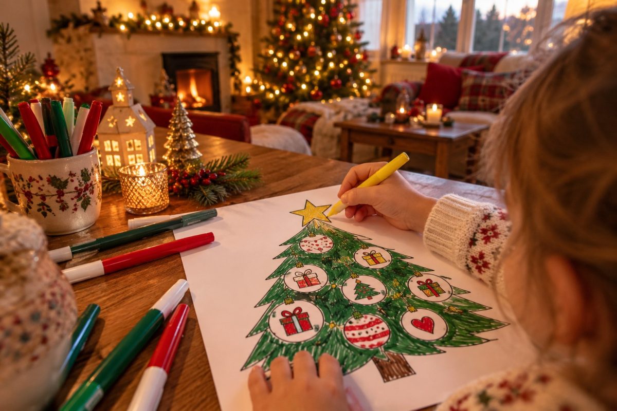 La liste en forme de sapin à colorier