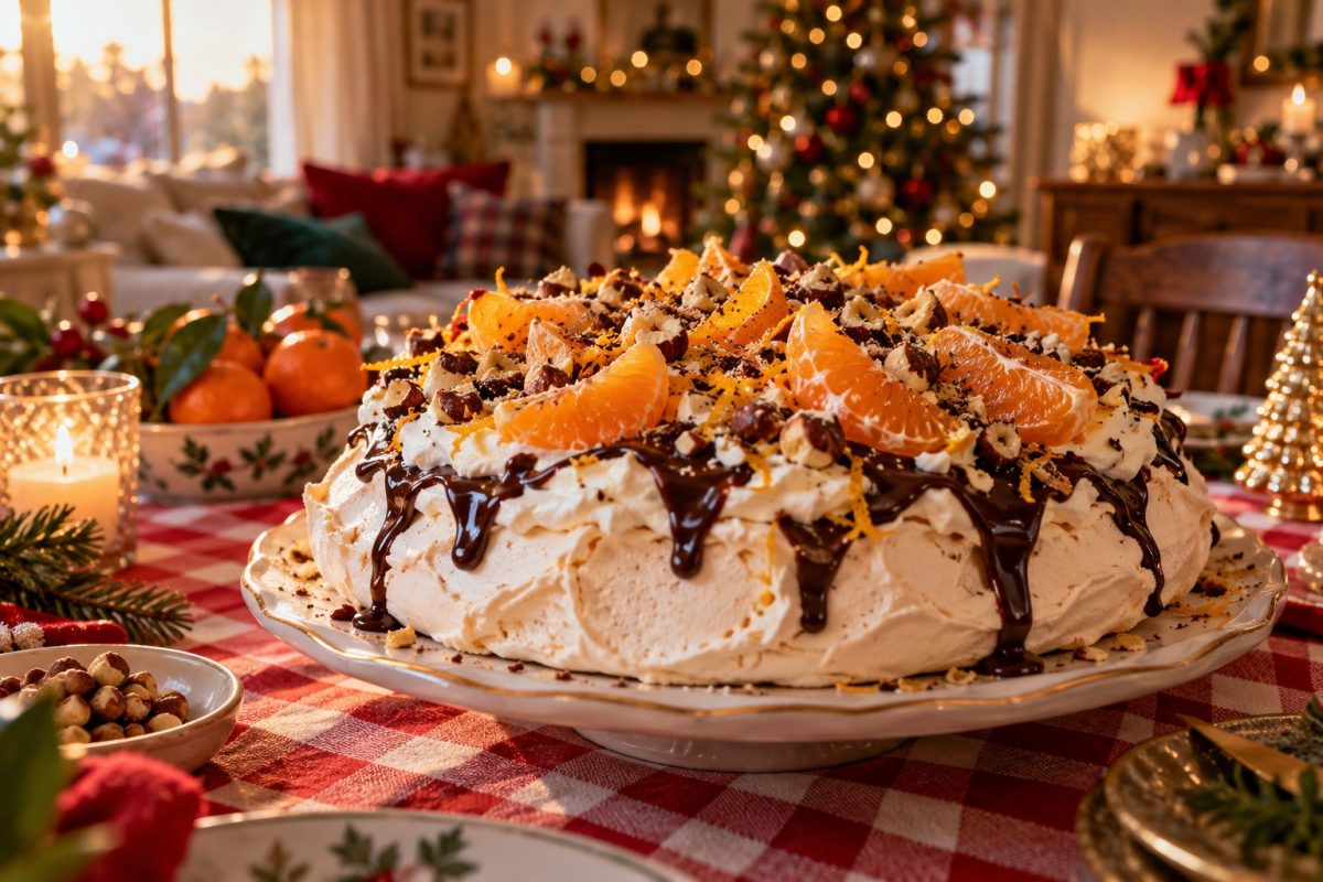 La pavlova aux clémentines et au chocolat