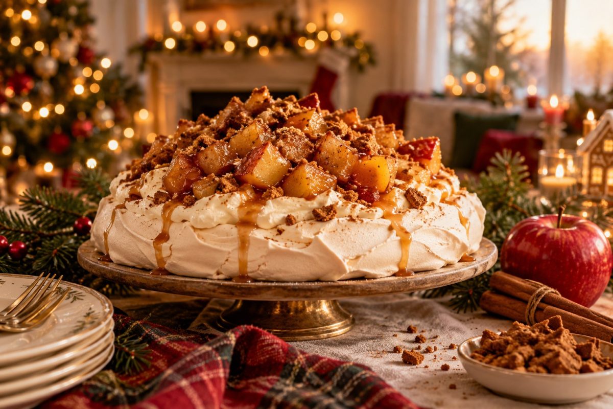 La pavlova aux pommes caramélisées et pain d'épices