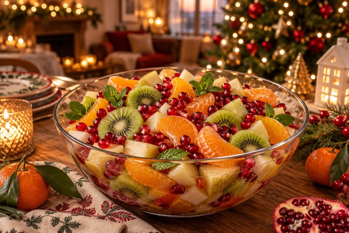 Salade de fruits d'hiver avec grenade et agrumes