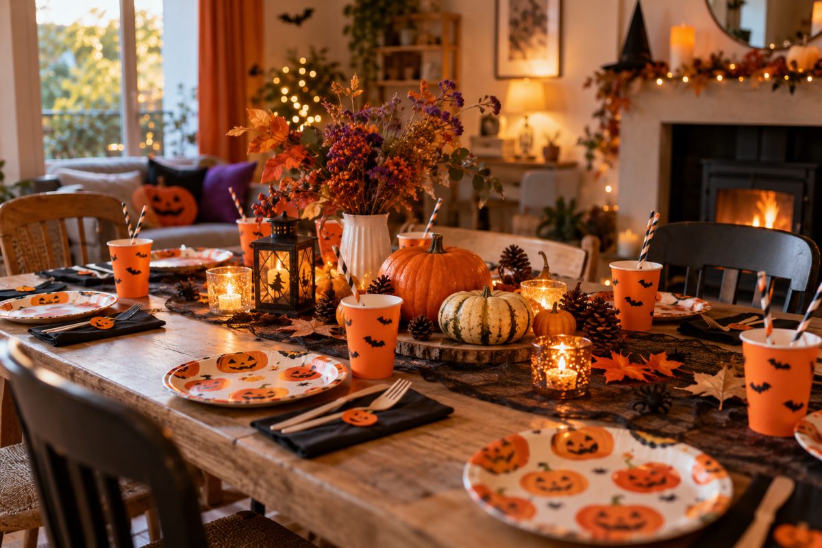 La vaisselle assortie orange et noire