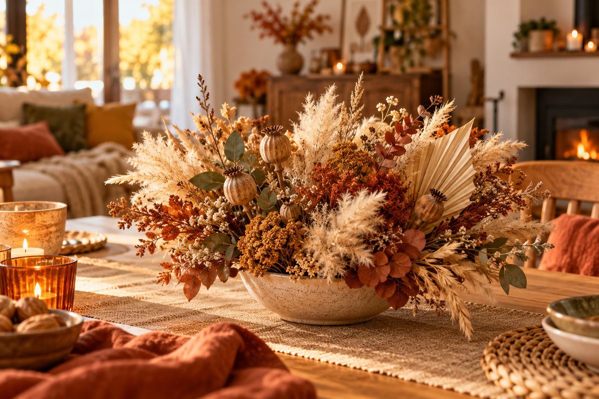 Le bouquet de fleurs séchées bas