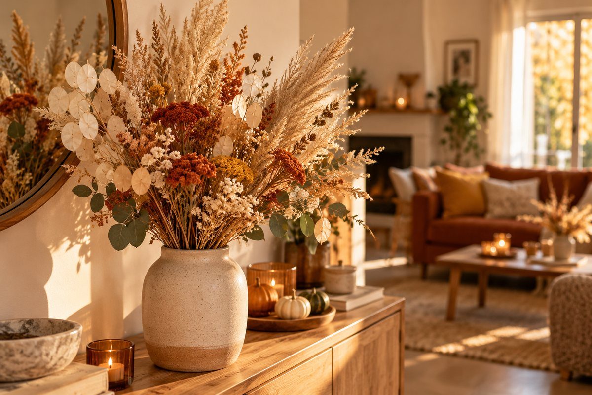 Le bouquet de fleurs séchées