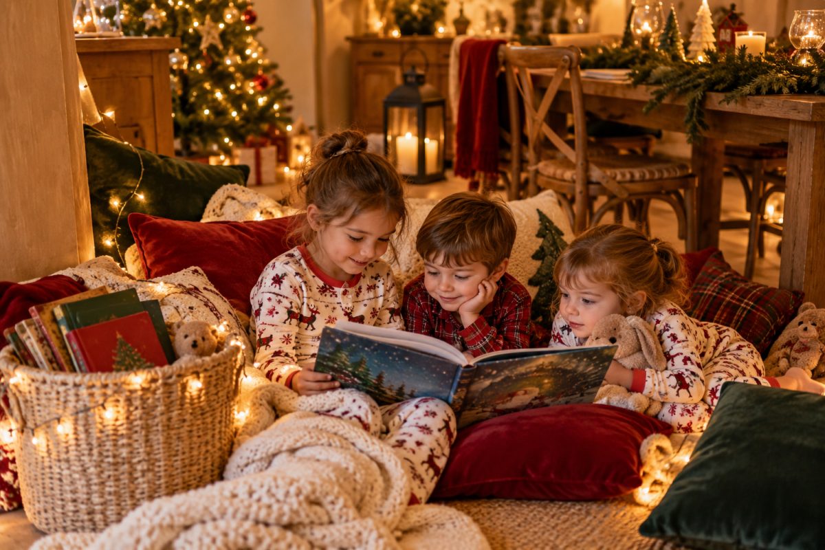Le coin lecture et pyjamas