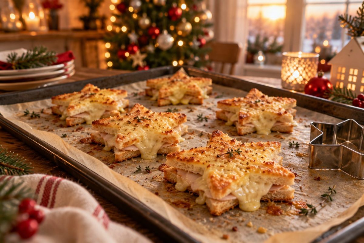 Croque-monsieur à la dinde découpés en étoiles