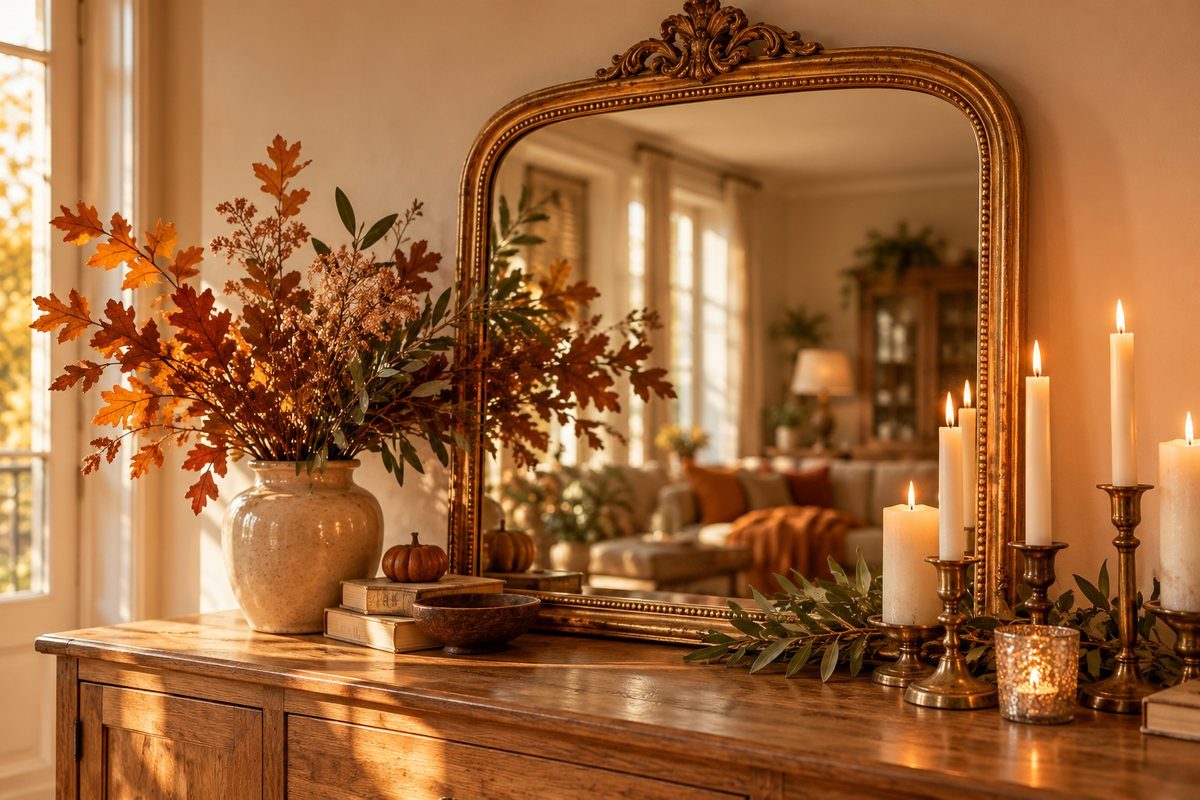 Le miroir ancien et les bougies