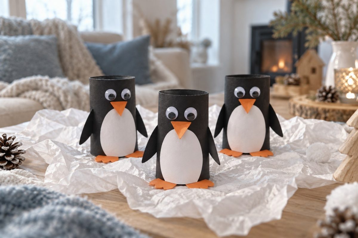 Le pingouin en rouleau de carton