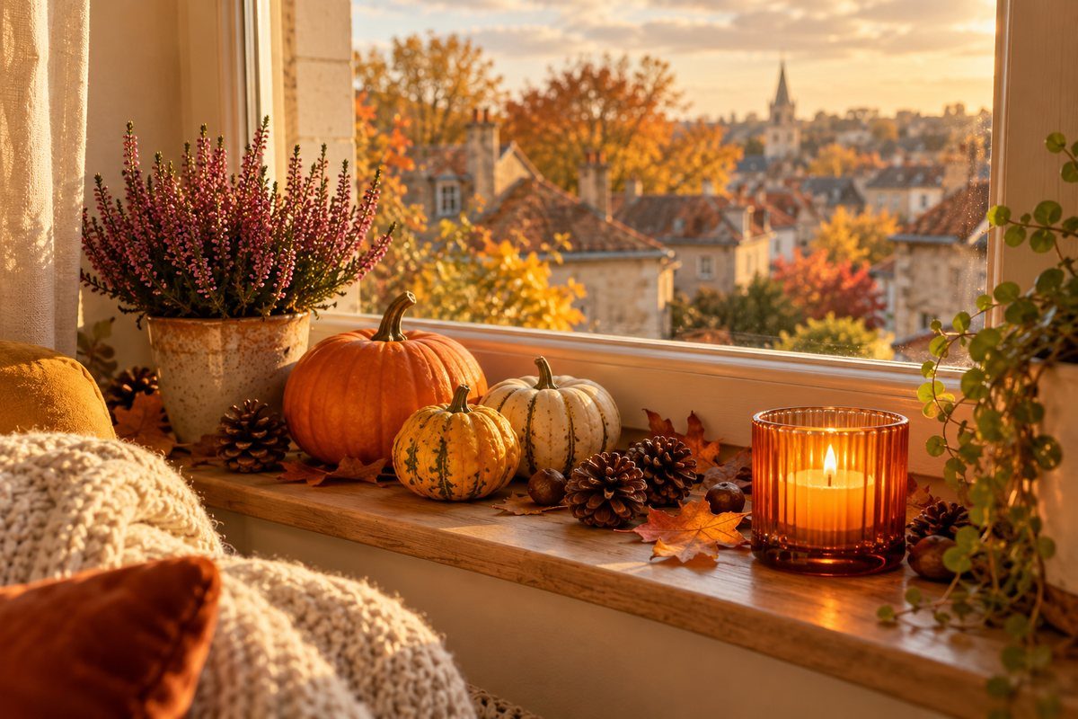 Le rebord de fenêtre décoré