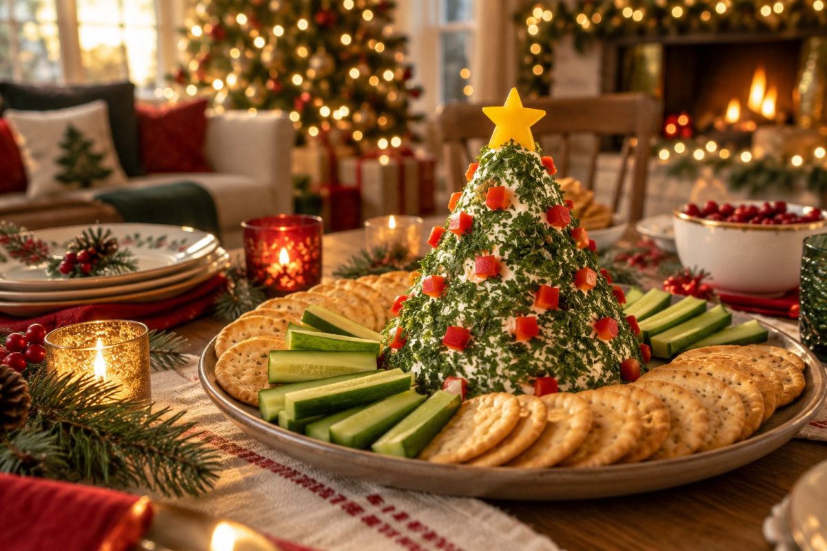 Sapin au fromage frais roulé dans les herbes