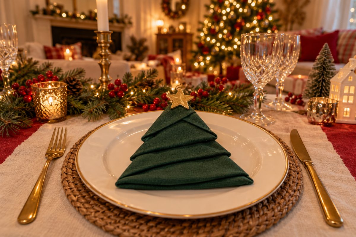 Le sapin de Noël en serviette