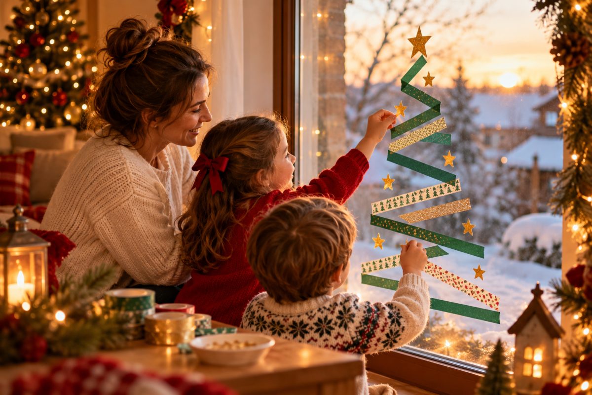 Le sapin dessiné au washi tape